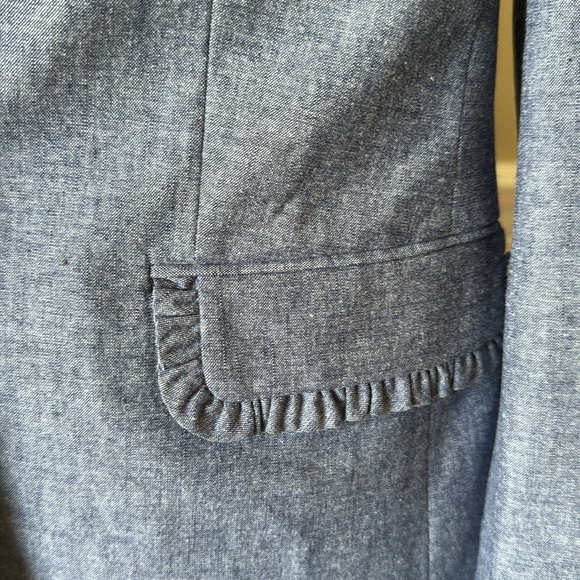 J. Crew Regent Ruffle‎ Trim Chambray Blazer - Picture 5 of 13